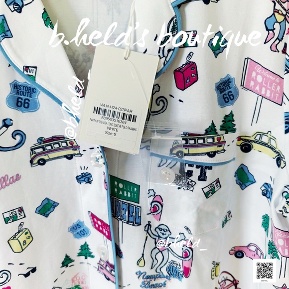 Roller Rabbit Party In The USA Long Sleeve Polo Pajamas in White Size S NWT - Picture 7 of 17